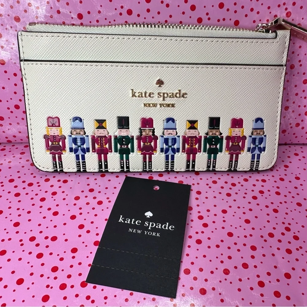 kate spade Oh What Fun! Nutcracker large slim cardholder NWT